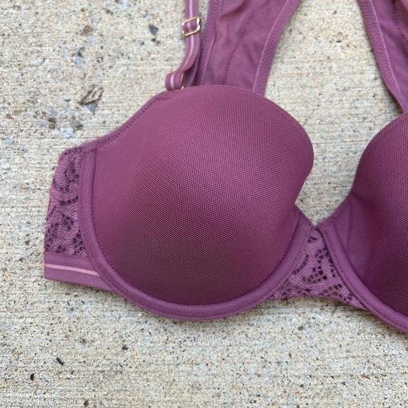THIRDLOVE Artisan Lace Racerback Bra In Purple/Red Size 32C 1/2 casual lace - Picture 6 of 8